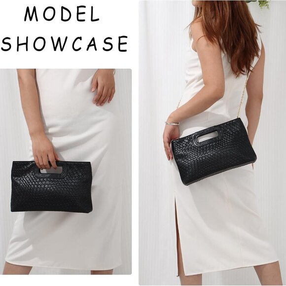 Compact Faux Leather Clutch Purse for Women - Fashion-Forward Evening Accessory - Picture 2 of 8